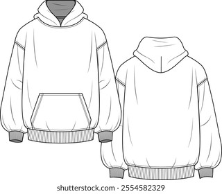Men Oversize Hoodie Template Vector