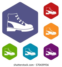 Men oxfords icons set rhombus in different colors isolated on white background