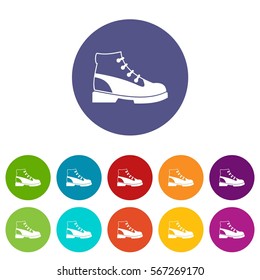Men oxfords set icons in different colors isolated on white background