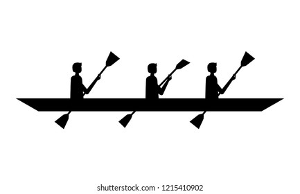 men paddling in canoe silhouette