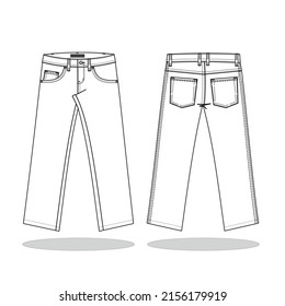 Men Pant Fashion Flat Sketch Template Stock Vector (Royalty Free ...