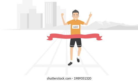 Men participate in the city marathon to win the championship