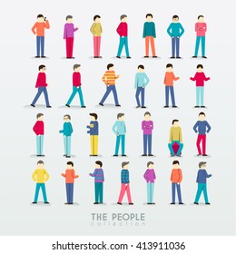 Men People Icon with Different Poses Collection Vector Design