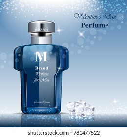 Men perfume bottle fragrance. Realistic Vector Product packaging designs mock ups