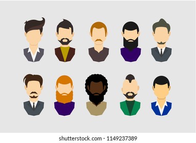 Men Personality Icon Set. Vector Illustration. 