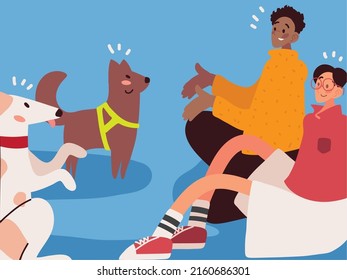 men and pets dogs animals