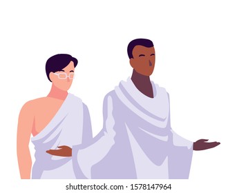 men pilgrim hajj on white background vector illustration design