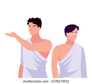 men pilgrim hajj on white background vector illustration design