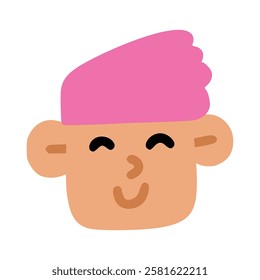 Men pink hair doodle, illustration, simple, minimalist, hand-drawn, playful, clean, cute, aesthetic and friendly