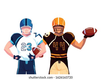 men players american football on white background vector illustration design