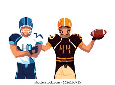 men players american football on white background vector illustration design