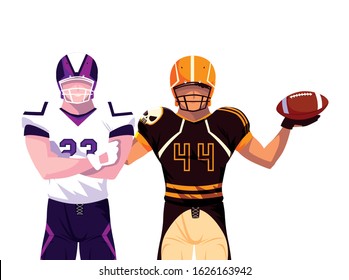 men players american football on white background vector illustration design
