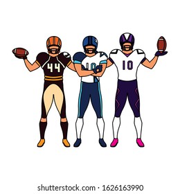men players american football on white background vector illustration design