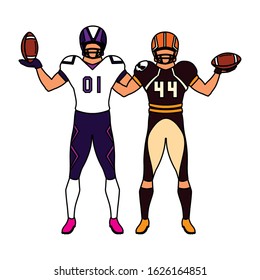 men players american football on white background vector illustration design
