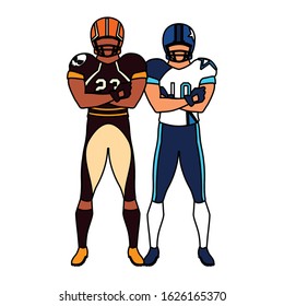 men players american football on white background vector illustration design