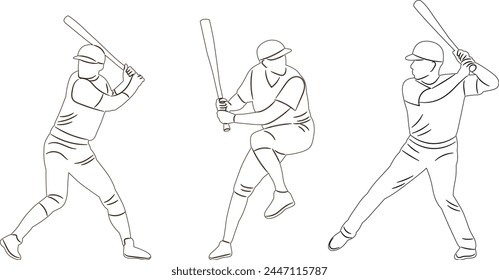 hombres jugando boceto de béisbol en el Vector de fondo blanco