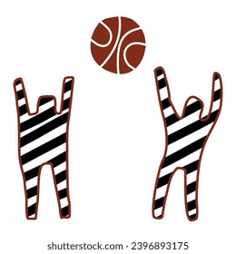 Men are playing basketball. Flat design concept.