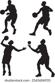 Men playing basketball silhouette vector icon