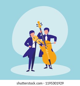 men playing cello avatar character
