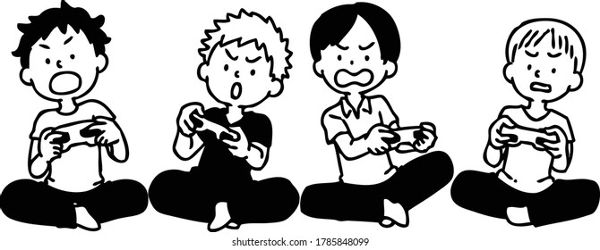 Hombres jugando juegos, amigos divertidos