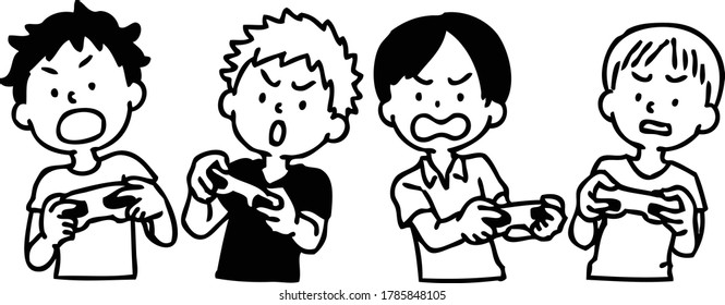Hombres jugando juegos, amigos divertidos
