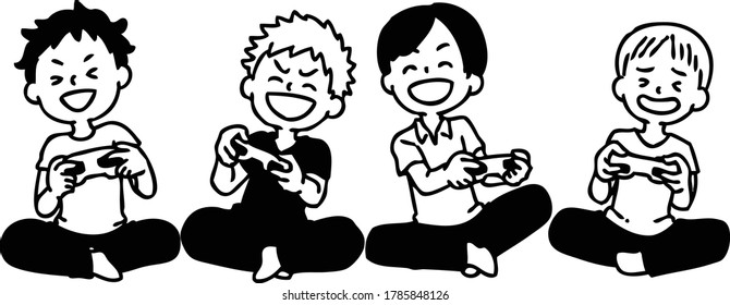 Hombres jugando juegos, amigos divertidos
