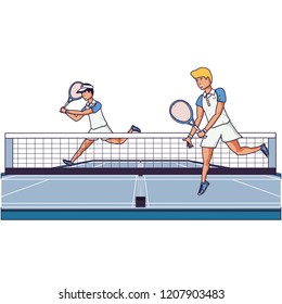 men playing tennis in sport court