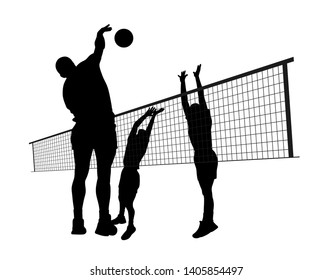 Men playing volleyball silhouette illustration