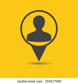 Men pointer icon on yellow background