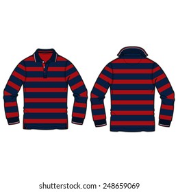 Men Polo Neck Shirt Striped Vector Template