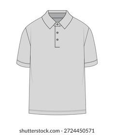 Homens polo camisa vetor desenho técnico vista frontal, Mens manga curta polo camisa rascunho vetor com botão e gola stand, Moda polo camisa CAD ilustração vetor, Menswear polo camisa vestuário design vetor plano. 