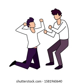 men in pose of dancing on white background vector illustration design