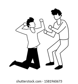 men in pose of dancing on white background vector illustration design