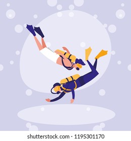 men practicing diving avatar character