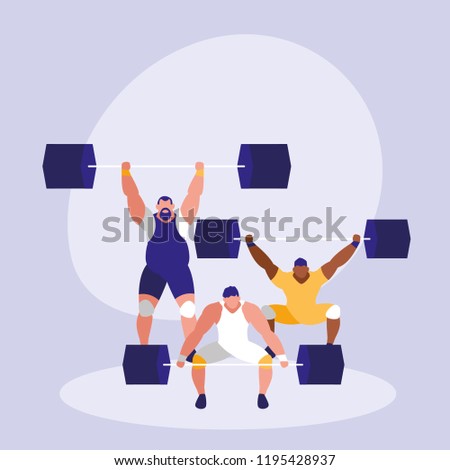 men practicing lifting weight avatar character
