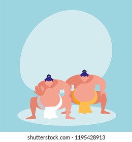 men practicing sumo avatar character