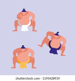 men practicing sumo avatar character