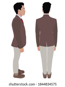 Men Professional Poses, Left and Back Side Views, 2D Character