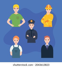 men professions icon set design