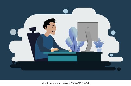 Men programmer working at home