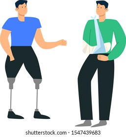 Men with Prosthetic Leg Disabled Handicapped Vector Illustration