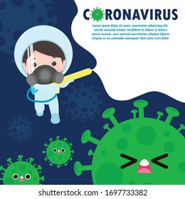 men in protective suits fighting coronavirus (COVID-19), Cure and fight coronavirus concept Vector illustration isolated on white background