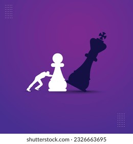 Men Pushing Pawn King Chess, Concept, Business, Sales, Inspirational, motivational, Corporate Business Vector Design