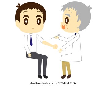Men receiving injections of vaccinations