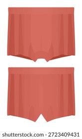 Ropa interior roja de los hombres. parte delantera y trasera. Ilustración vectorial	