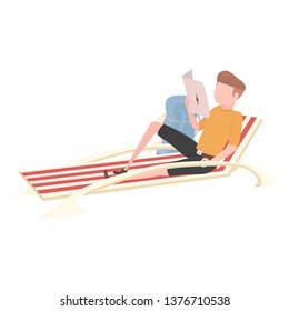 Men relax in the beach 