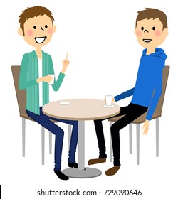 Men relaxing at the cafe