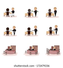 Men In The Restaurant and Bartender At The Bar - Isolated On White Background - Vector Illustration, Graphic Design Editable For Your Design