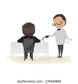 Men In The Restaurant - Isolated On White Background - Vector Illustration, Graphic Design Editable For Your Design