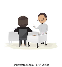 Men In The Restaurant - Isolated On White Background - Vector Illustration, Graphic Design Editable For Your Design
